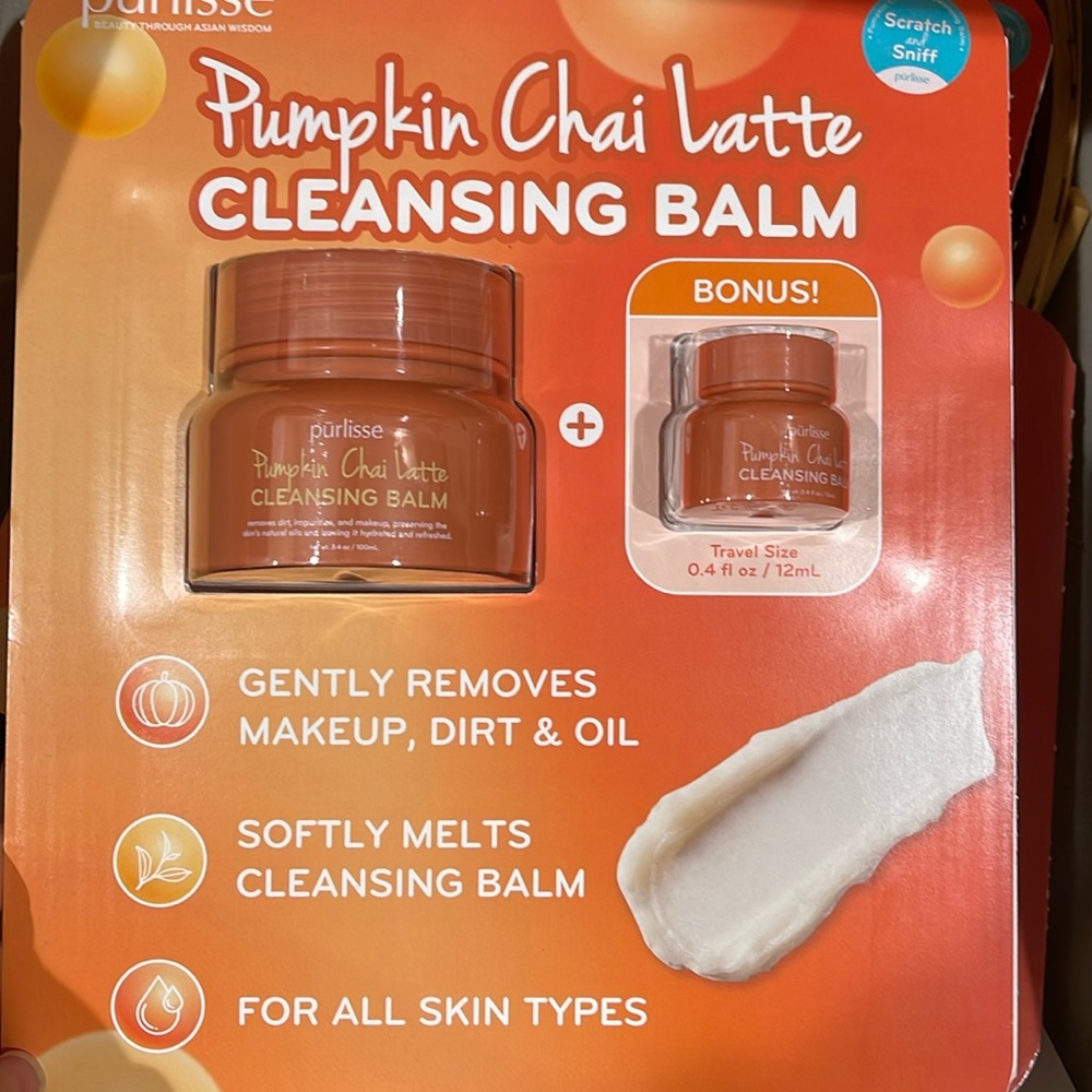 NEW Purlisse Pumpkin Chai Latte Cleansing Balm. Includes 100ml jar & small 12ml